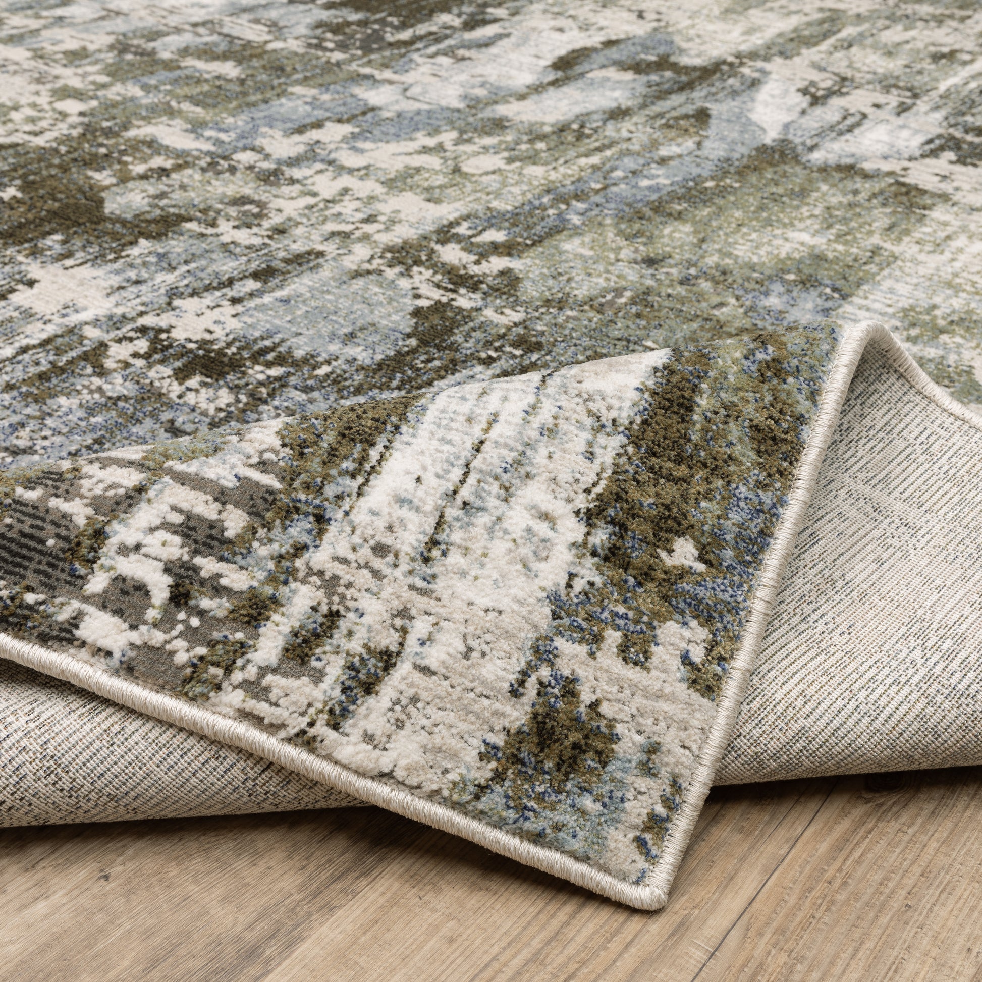 Caravan Abstract Green/ Blue Cut Pile Rug
