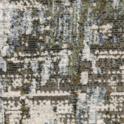 Caravan Abstract Green/ Blue Cut Pile Rug