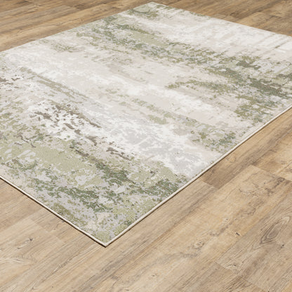 Caravan Abstract Beige/ Green Cut Pile Rug