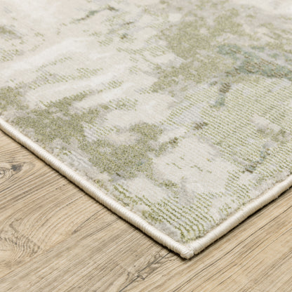 Caravan Abstract Beige/ Green Cut Pile Rug