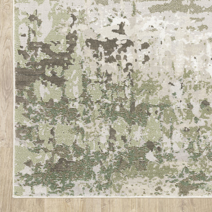 Caravan Abstract Beige/ Green Cut Pile Rug