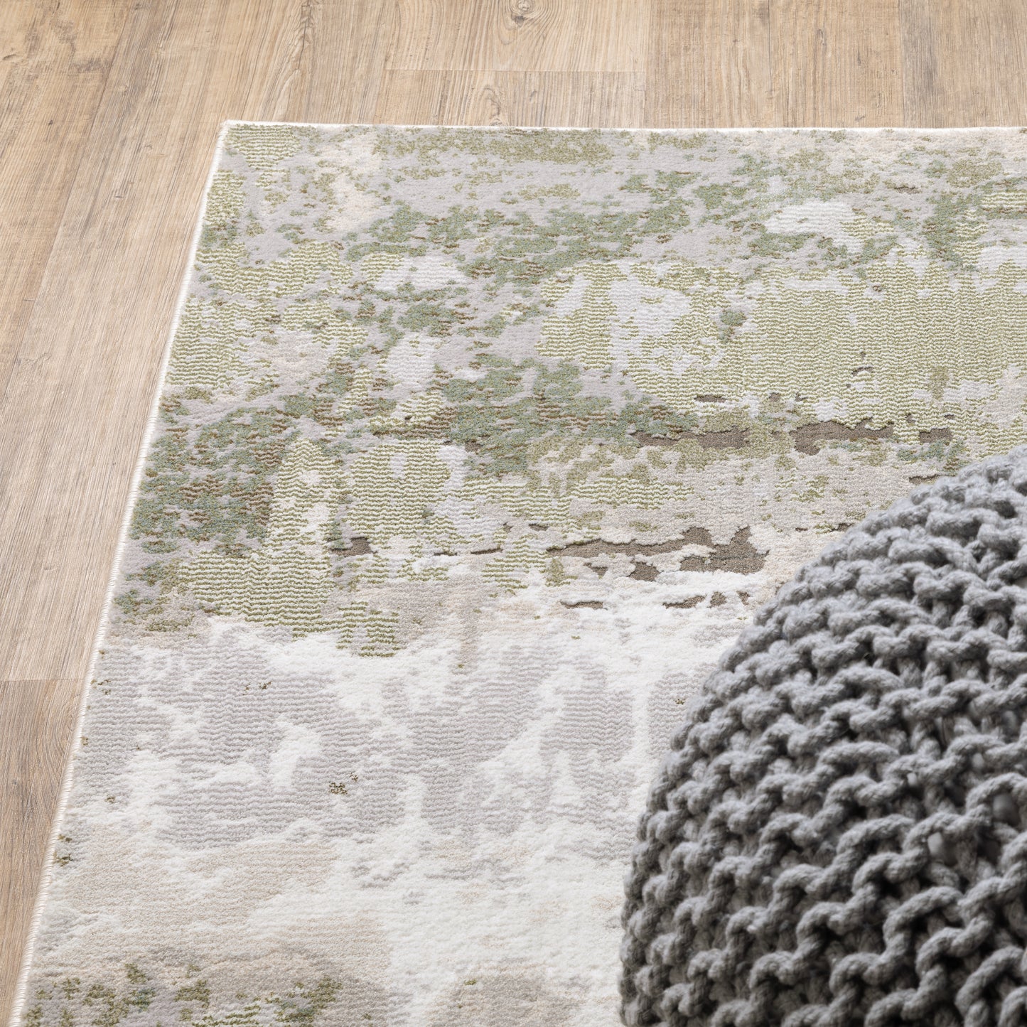 Caravan Abstract Beige/ Green Cut Pile Rug