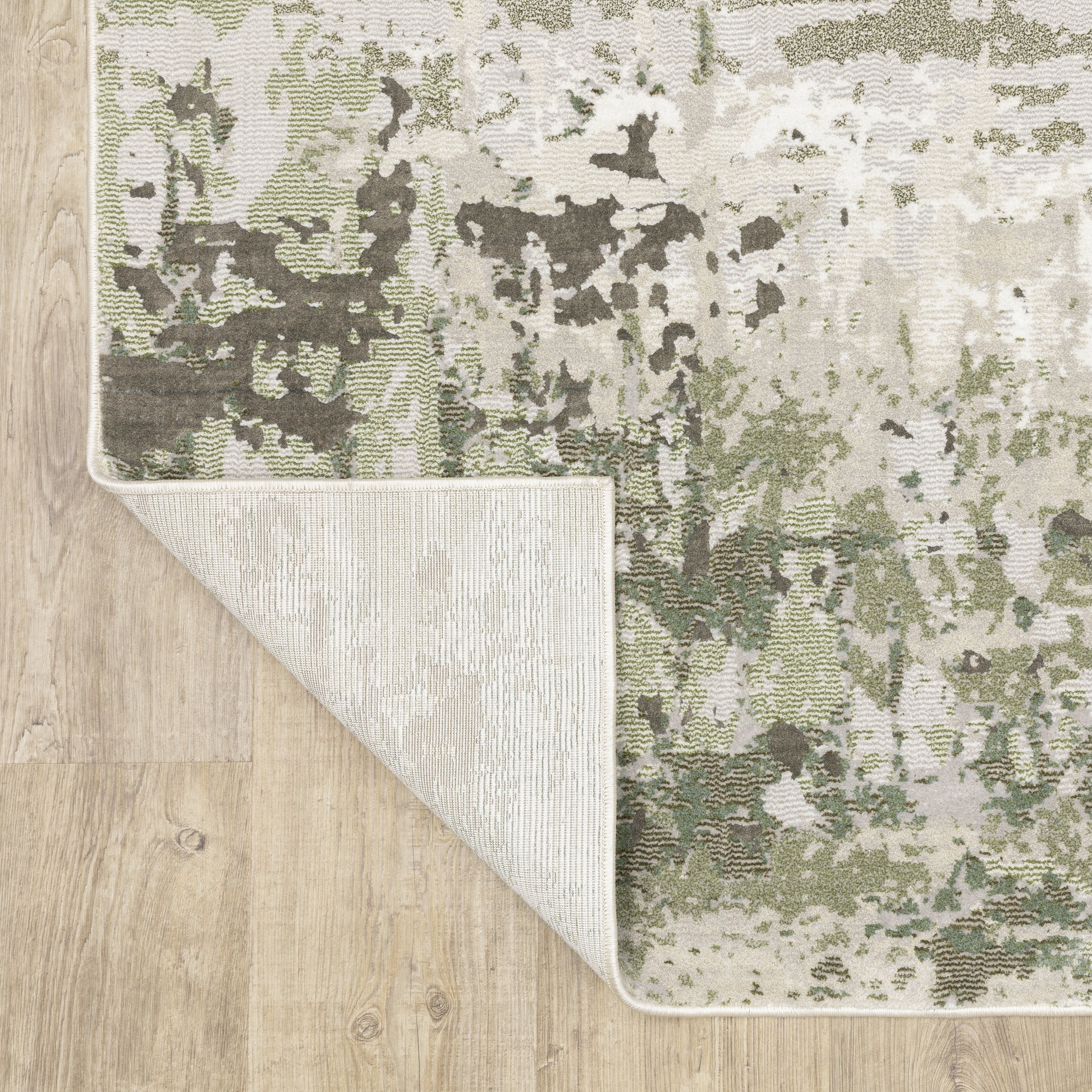 Caravan Abstract Beige/ Green Cut Pile Rug
