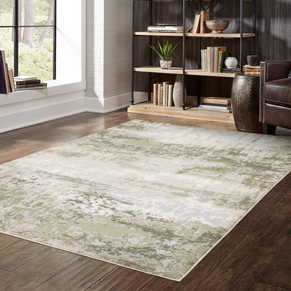 Caravan Abstract Beige/ Green Cut Pile Rug