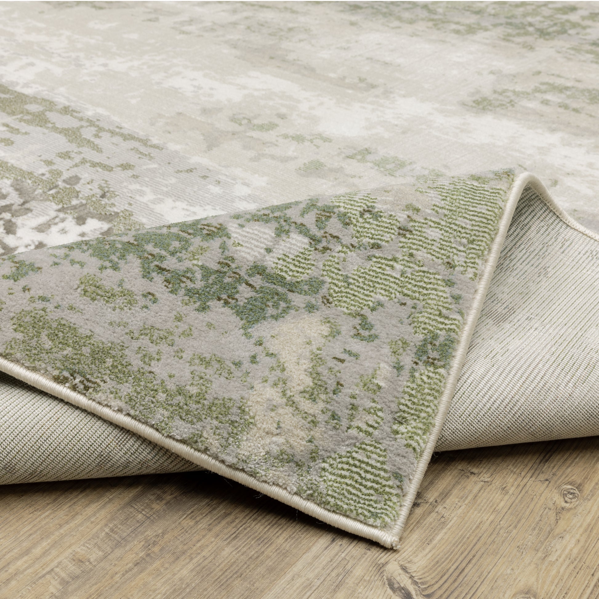 Caravan Abstract Beige/ Green Cut Pile Rug