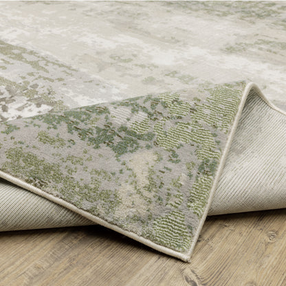 Caravan Abstract Beige/ Green Cut Pile Rug