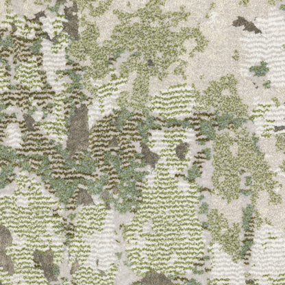 Caravan Abstract Beige/ Green Cut Pile Rug