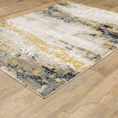 Caravan Abstract Beige/ Gold Cut Pile Rug