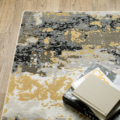 Caravan Abstract Beige/ Gold Cut Pile Rug
