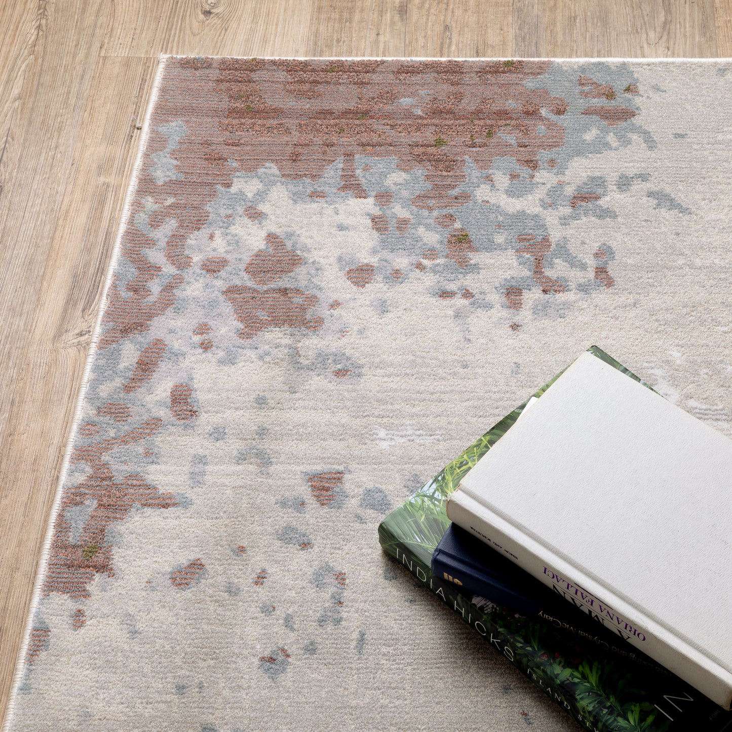 Caravan Abstract Beige/ Pink Cut Pile Rug