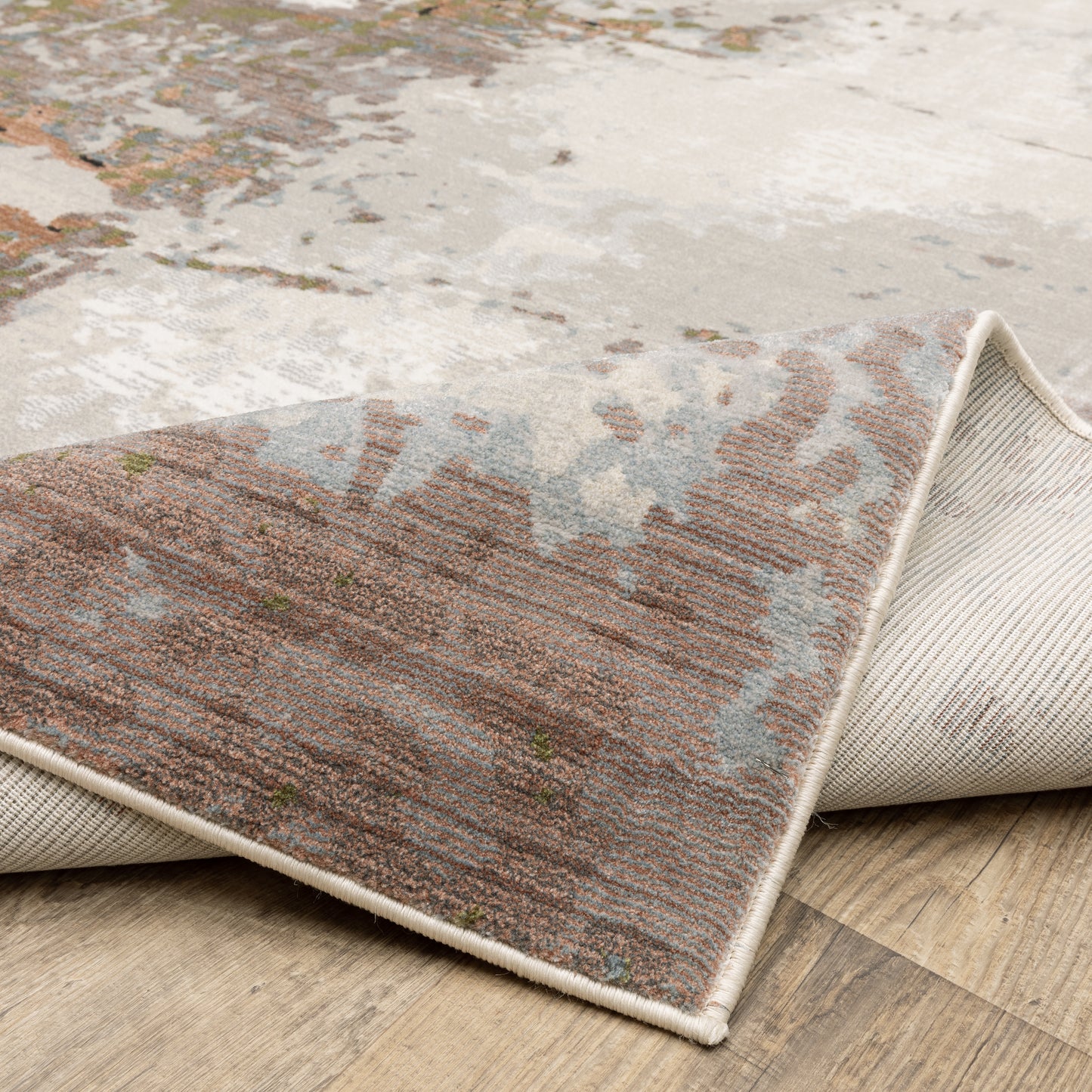 Caravan Abstract Beige/ Pink Cut Pile Rug