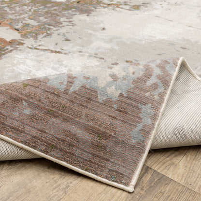 Caravan Abstract Beige/ Pink Cut Pile Rug