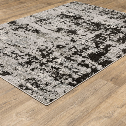 Caravan Abstract Grey/ Black Cut Pile Rug