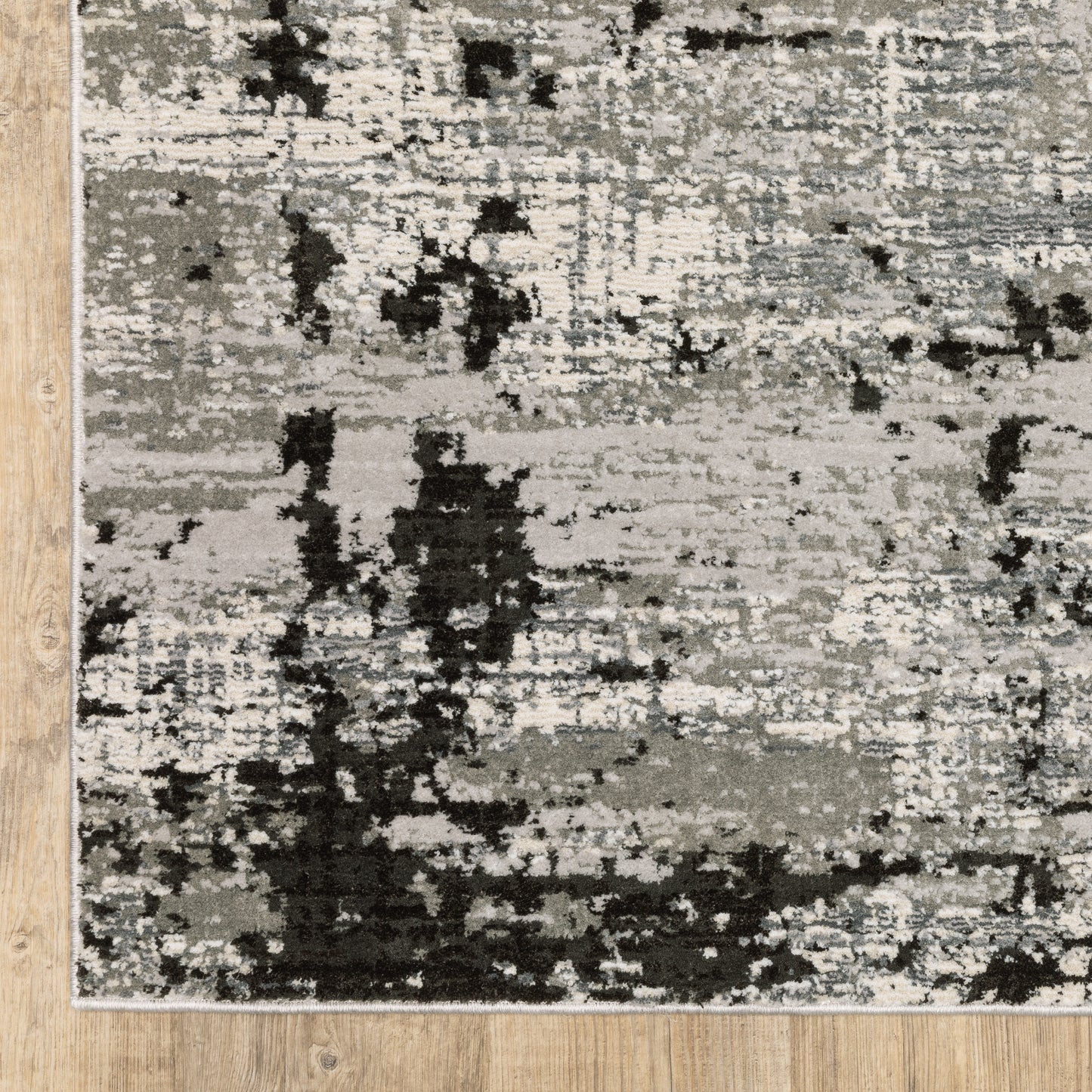 Caravan Abstract Grey/ Black Cut Pile Rug