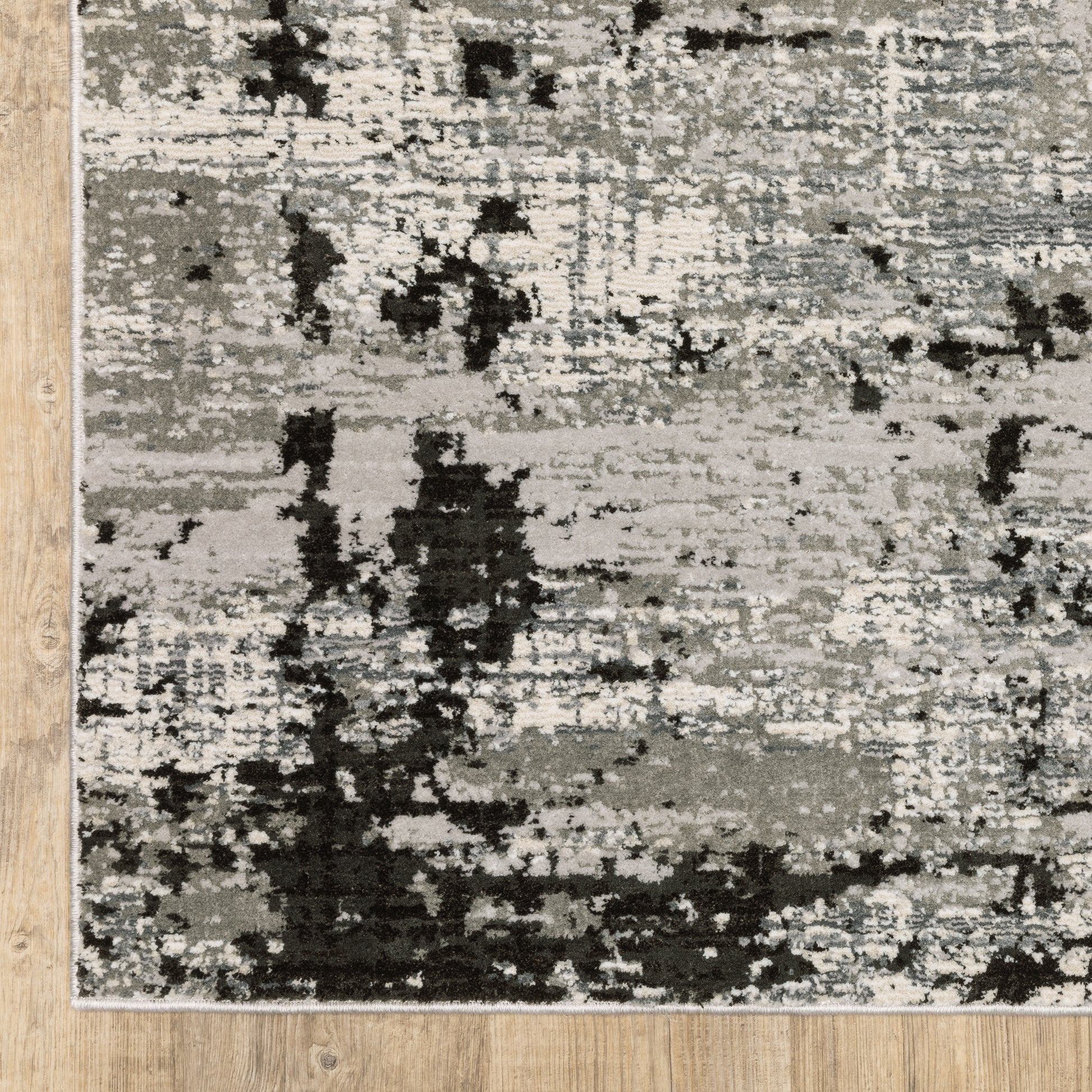 Caravan Abstract Grey/ Black Cut Pile Rug
