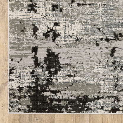 Caravan Abstract Grey/ Black Cut Pile Rug
