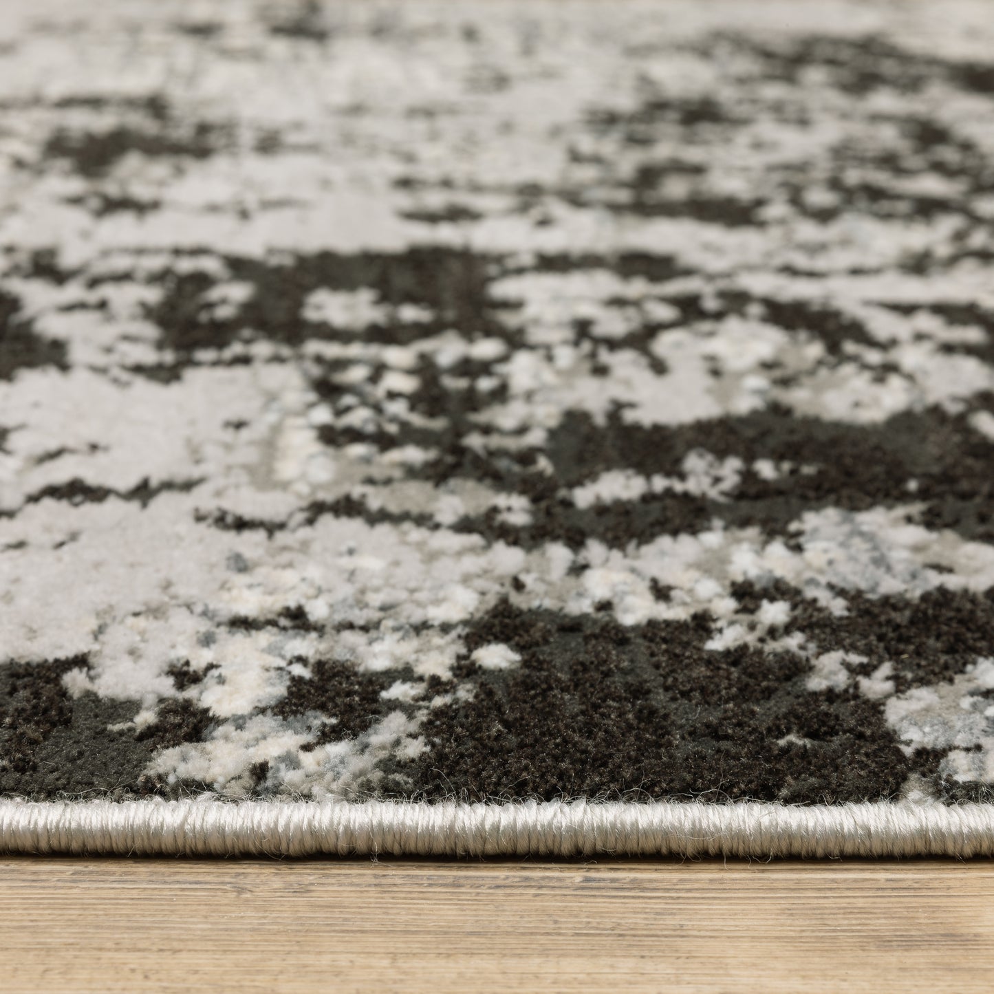 Caravan Abstract Grey/ Black Cut Pile Rug