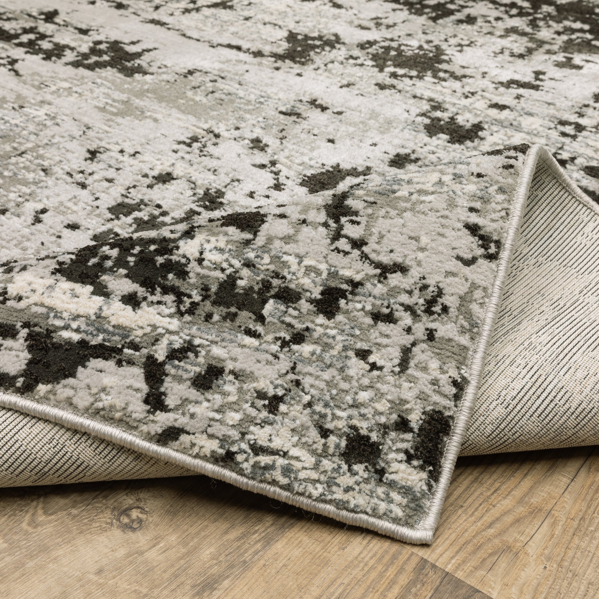 Caravan Abstract Grey/ Black Cut Pile Rug
