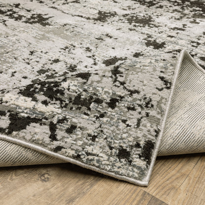 Caravan Abstract Grey/ Black Cut Pile Rug
