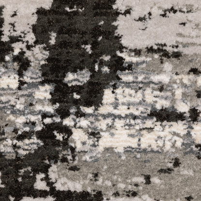 Caravan Abstract Grey/ Black Cut Pile Rug