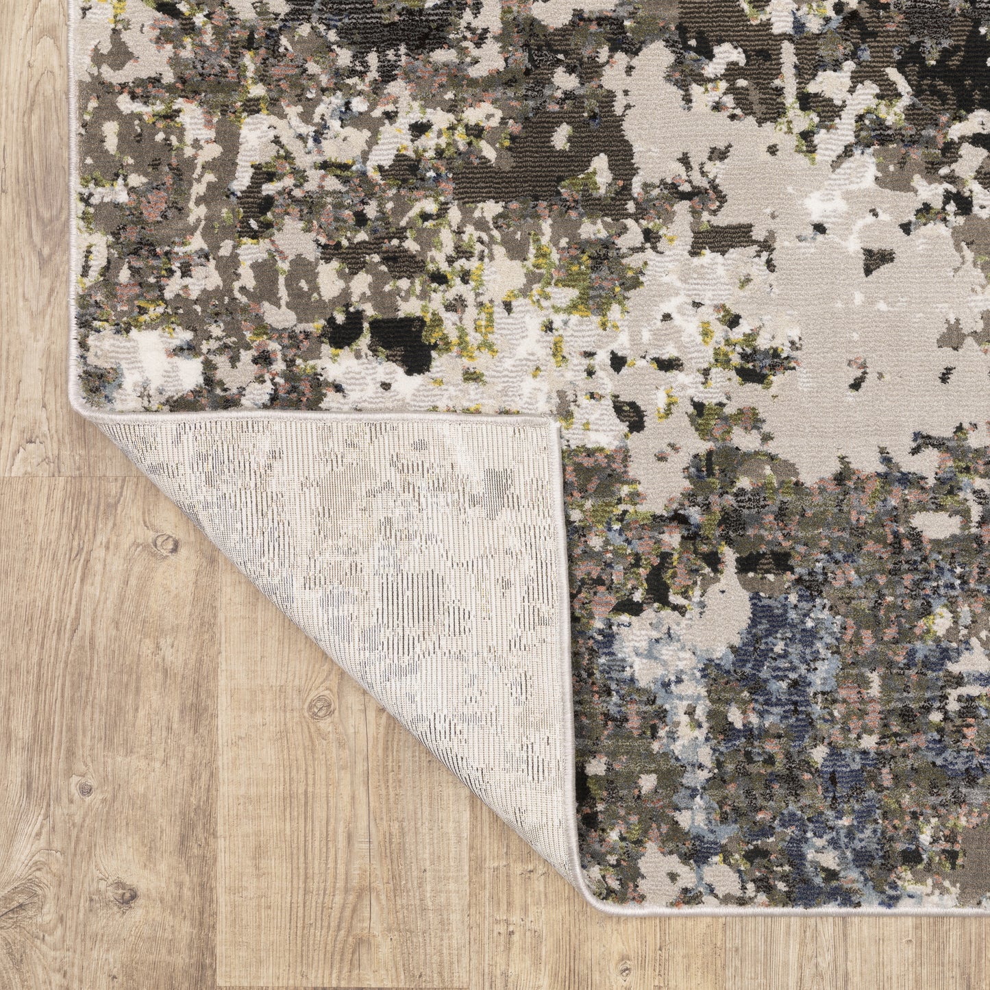 Caravan Abstract Grey/ Green Cut Pile Rug