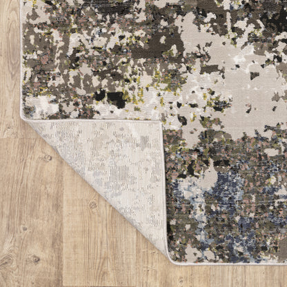 Caravan Abstract Grey/ Green Cut Pile Rug