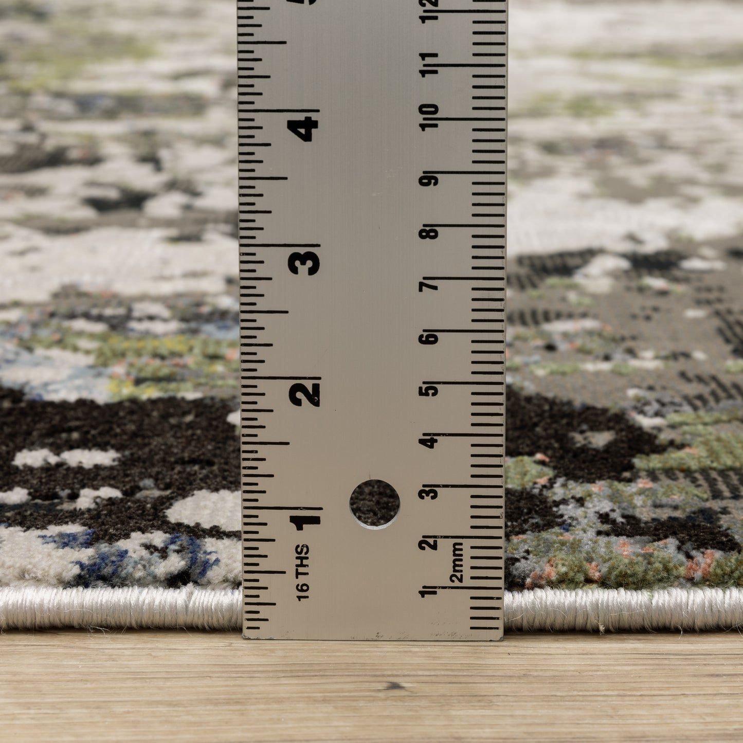 Caravan Abstract Grey/ Green Cut Pile Rug