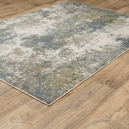 Caravan Abstract Blue/ Green Cut Pile Rug
