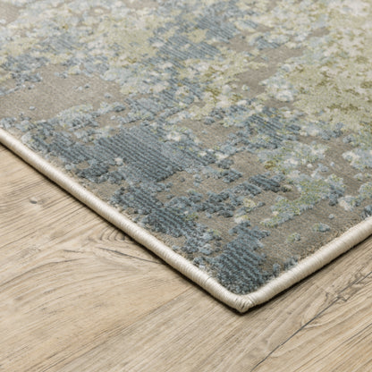Caravan Abstract Blue/ Green Cut Pile Rug