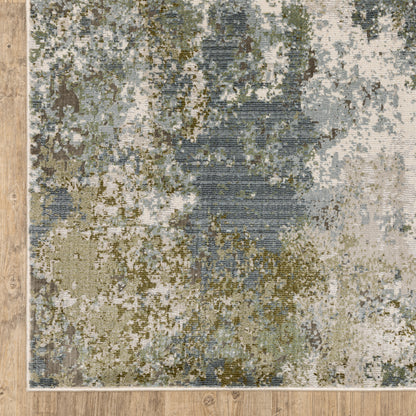 Caravan Abstract Blue/ Green Cut Pile Rug