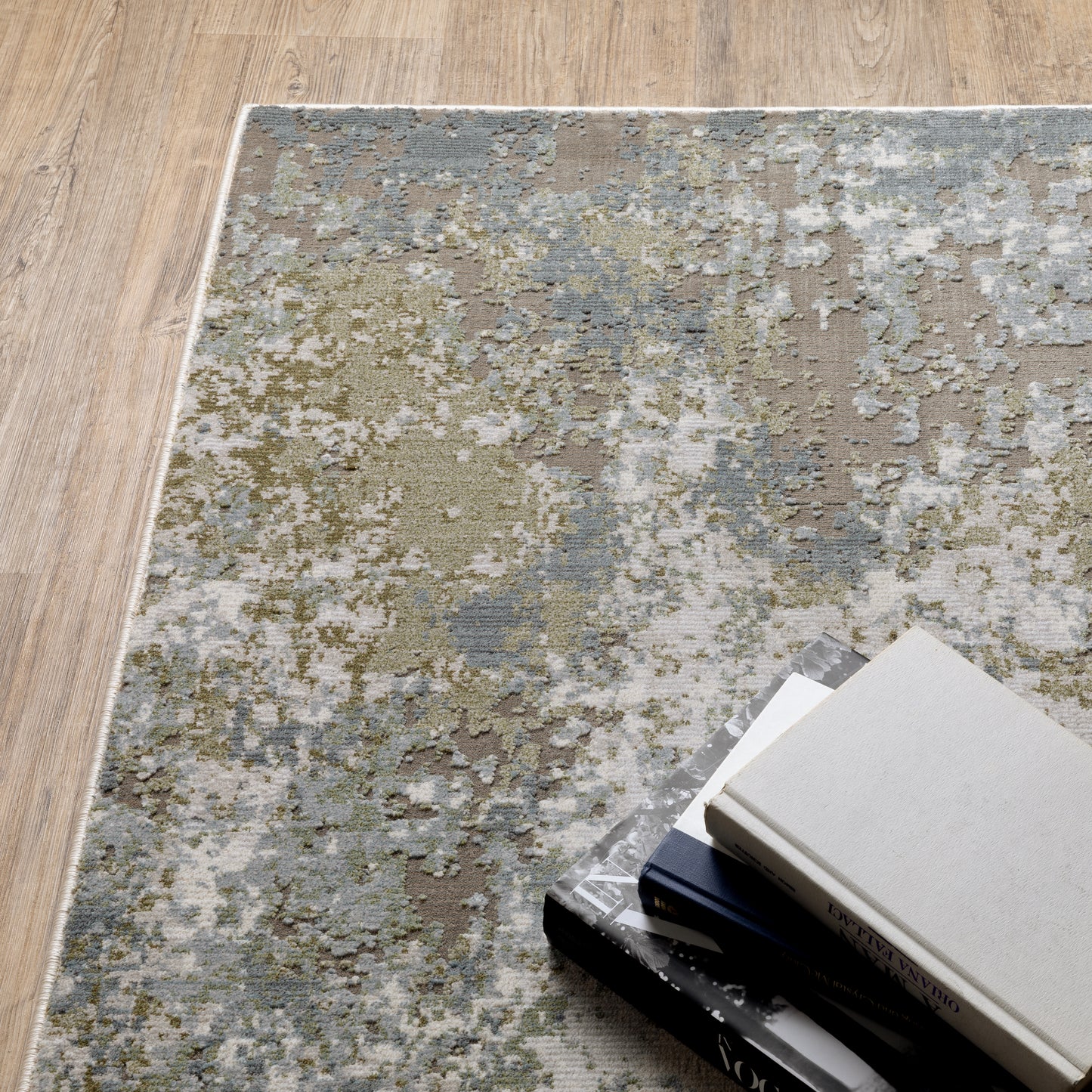 Caravan Abstract Blue/ Green Cut Pile Rug