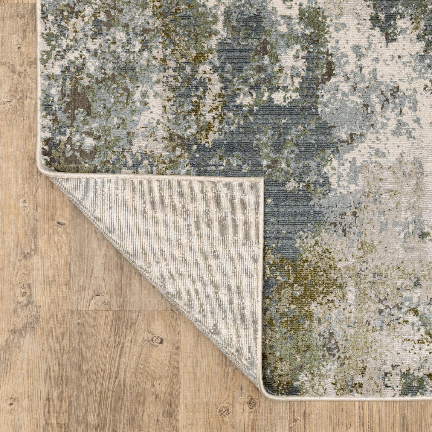 Caravan Abstract Blue/ Green Cut Pile Rug