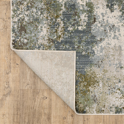 Caravan Abstract Blue/ Green Cut Pile Rug