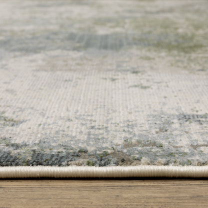 Caravan Abstract Blue/ Green Cut Pile Rug