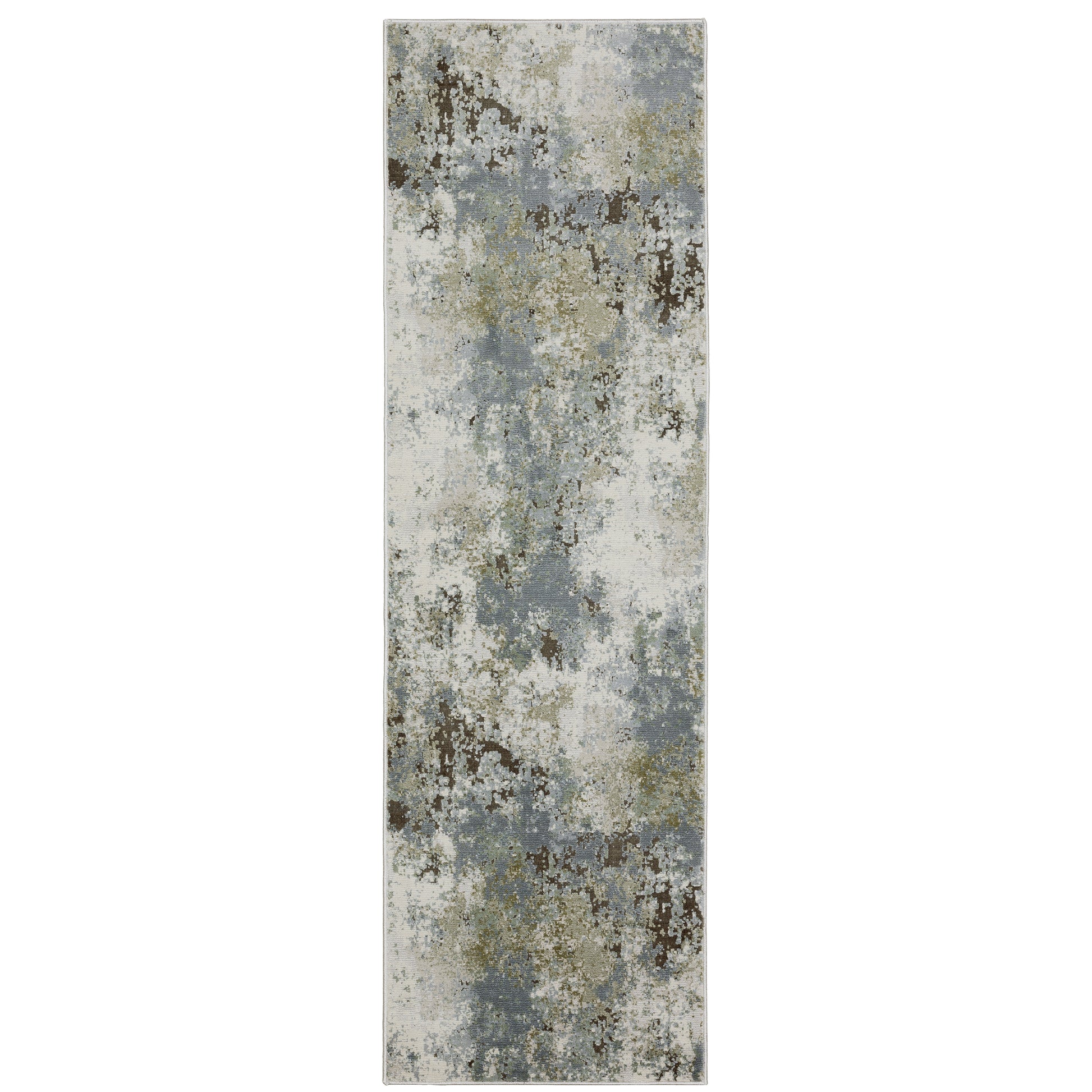 Caravan Abstract Blue/ Green Cut Pile Rug