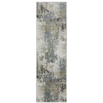 Caravan Abstract Blue/ Green Cut Pile Rug
