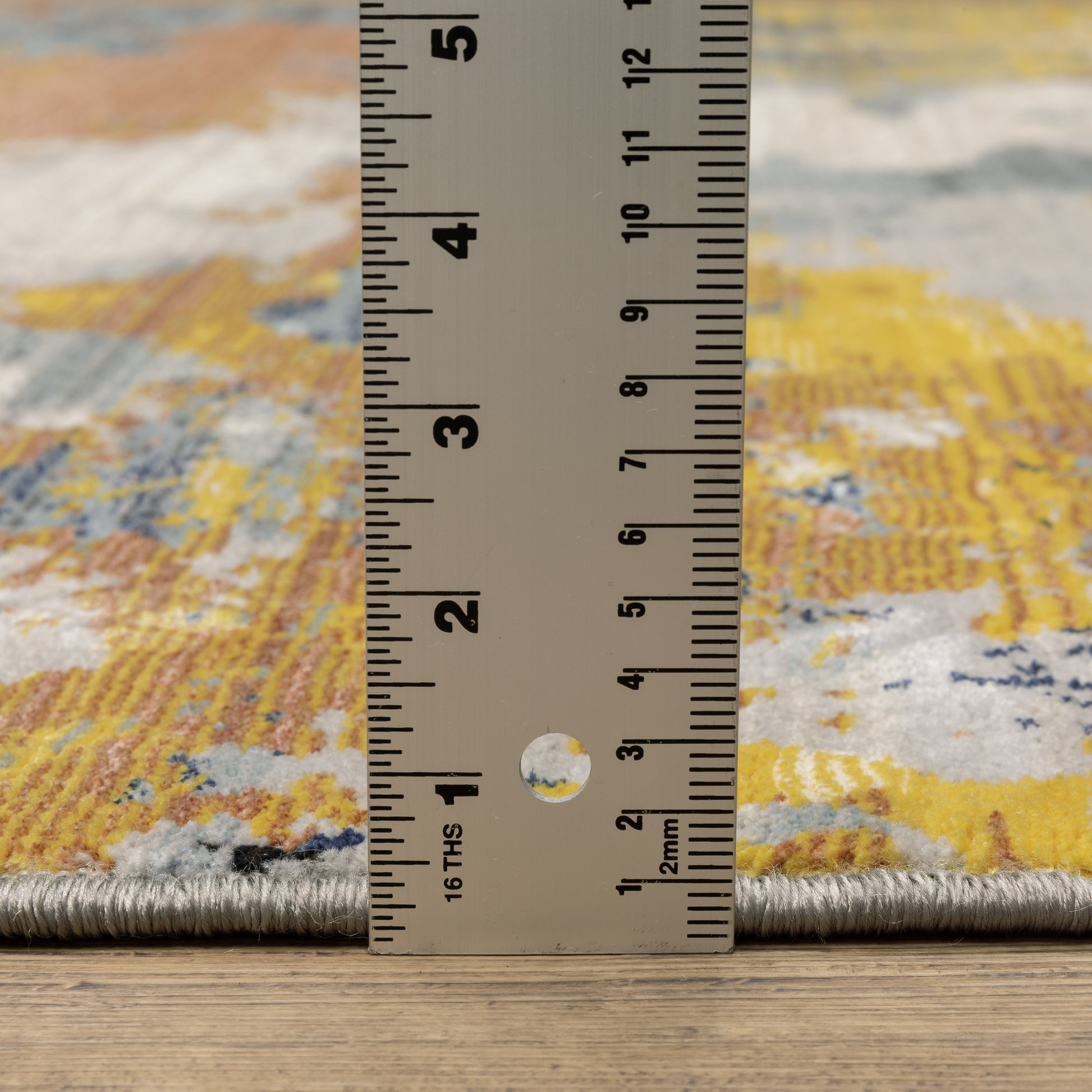 Caravan Abstract Yellow/ Blue Cut Pile Rug
