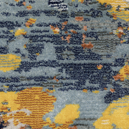 Caravan Abstract Yellow/ Blue Cut Pile Rug