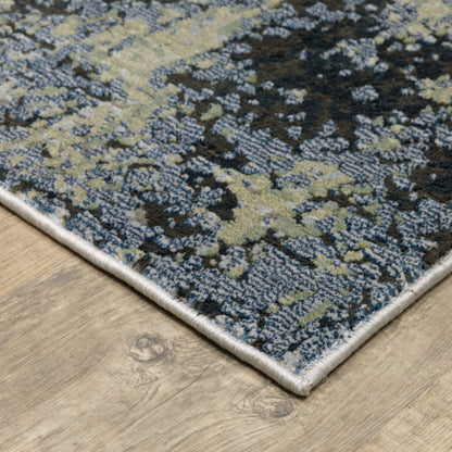 Caravan Abstract Blue/ Green Cut Pile Rug