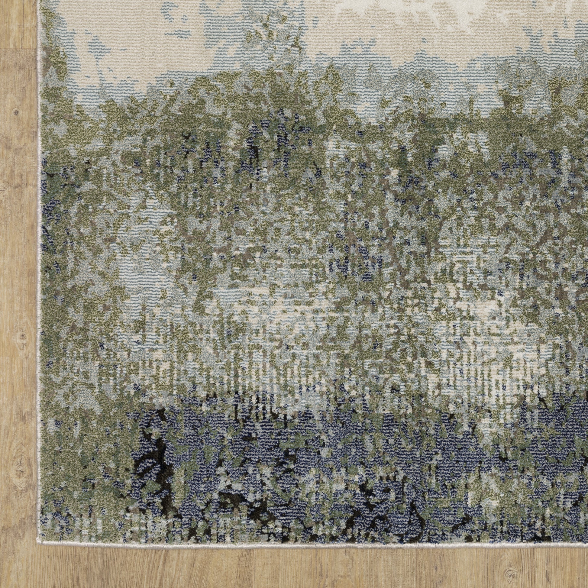 Caravan Abstract Blue/ Green Cut Pile Rug