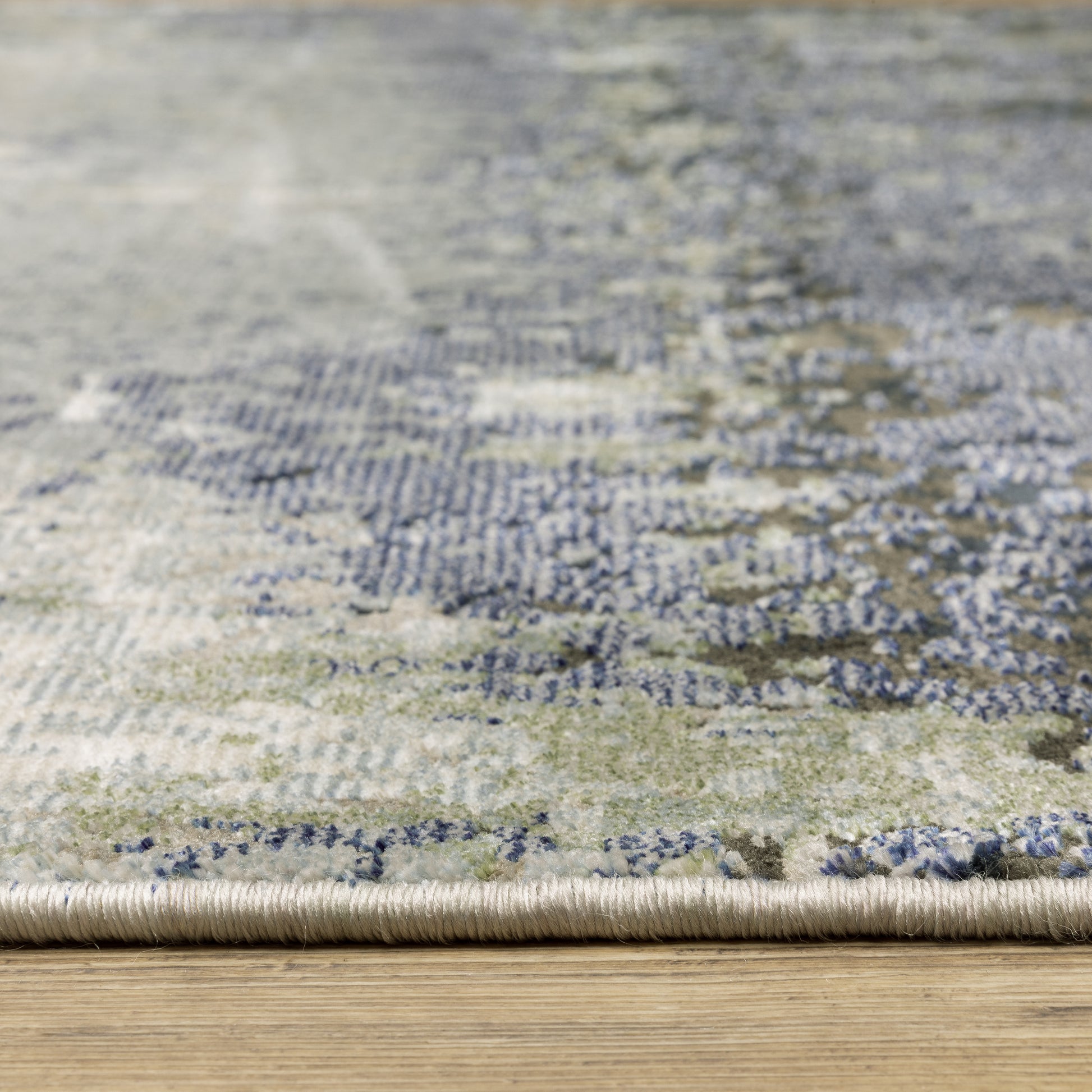 Caravan Abstract Blue/ Green Cut Pile Rug
