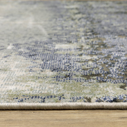 Caravan Abstract Blue/ Green Cut Pile Rug