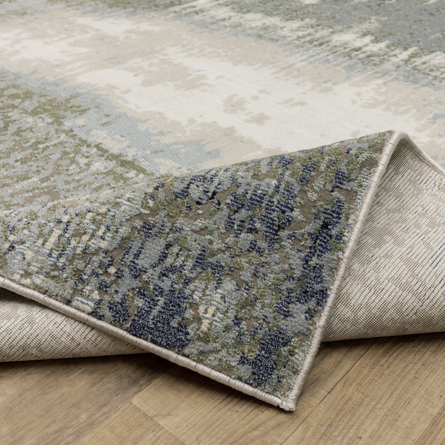 Caravan Abstract Blue/ Green Cut Pile Rug