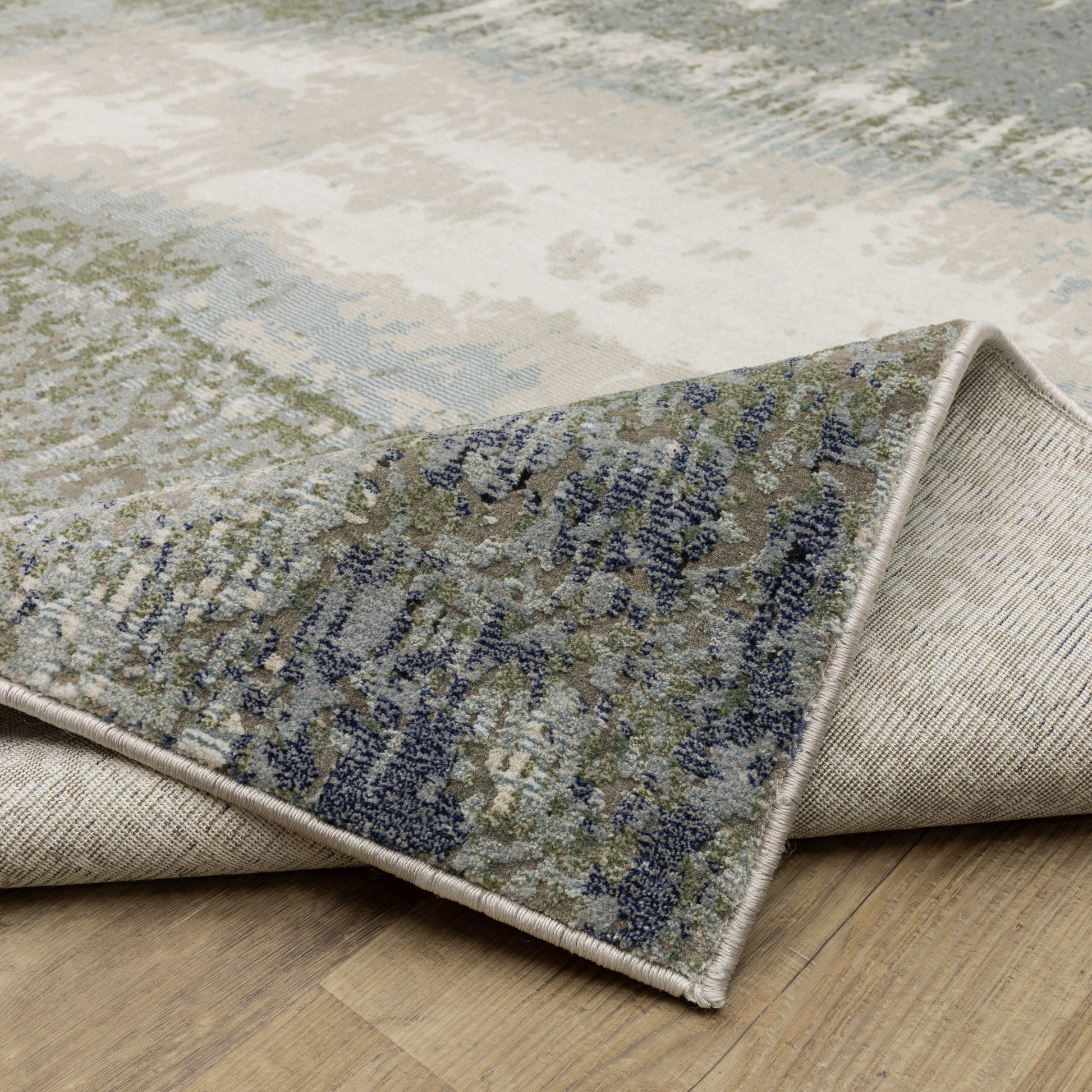 Caravan Abstract Blue/ Green Cut Pile Rug