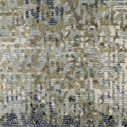 Caravan Abstract Blue/ Green Cut Pile Rug