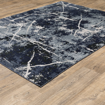 Caravan Abstract Blue/ Blue Cut Pile Rug