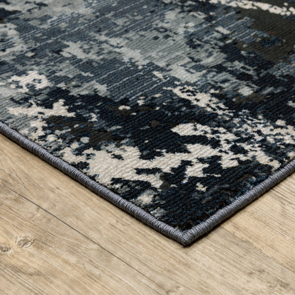 Caravan Abstract Blue/ Blue Cut Pile Rug
