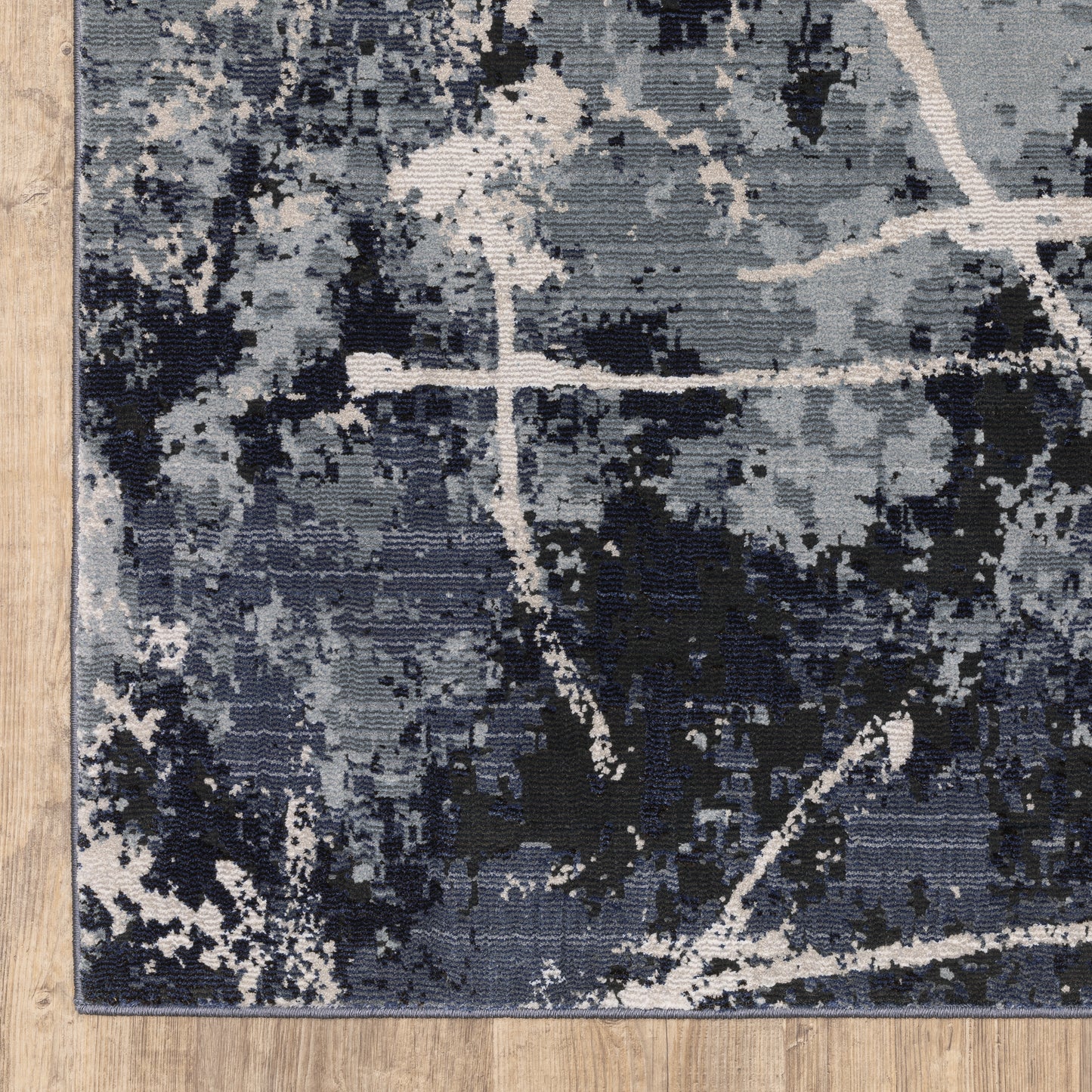 Caravan Abstract Blue/ Blue Cut Pile Rug