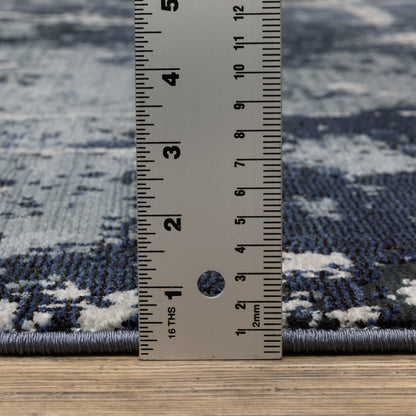 Caravan Abstract Blue/ Blue Cut Pile Rug