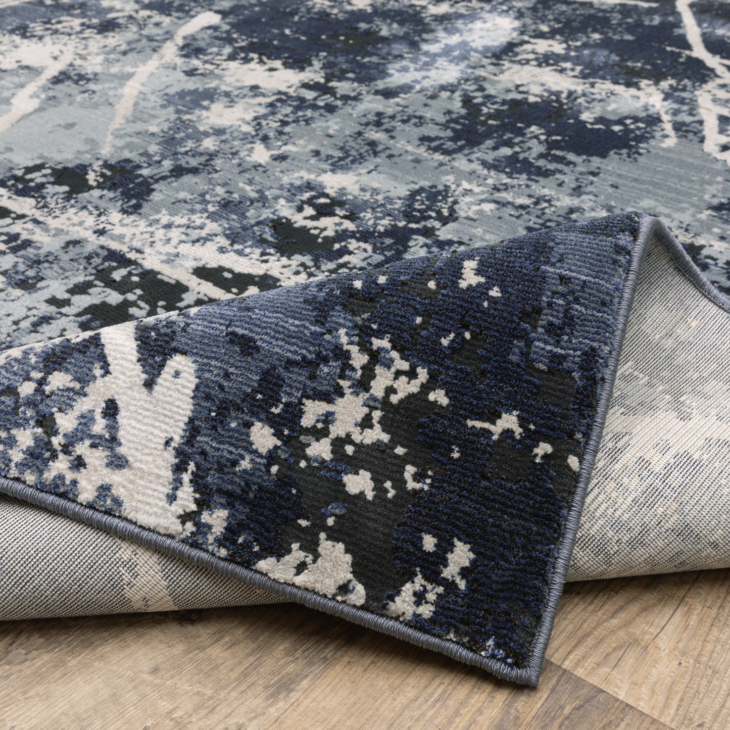 Caravan Abstract Blue/ Blue Cut Pile Rug